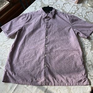 Theory Men's Washed Maroon Textured Short Sleeve Shirt